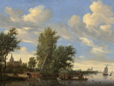 Paesaggio fluviale con traghetto da Salomon van Ruisdael or Ruysdael